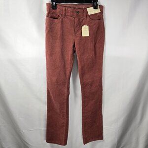 St Johns Bay Corduroy Pants Women's 2P Straight Leg Red Stretch Fabric Waistband